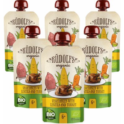 Rudolfs BIO kapsička zelenina čočka krůtí maso 6 x 110 g – Zboží Dáma