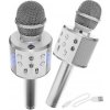 Karaoke Bezdrátový karaoke mikrofon s reproduktorem stříbrná