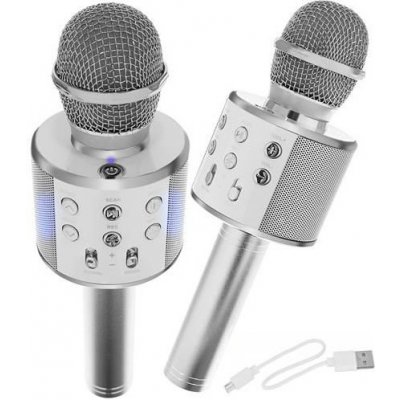 Bezdrátový karaoke mikrofon s reproduktorem stříbrná od 309 Kč - Heureka.cz