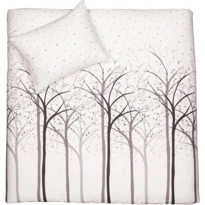 SCANquilt povlečení satén design trees béžovočerná 140x200 70x90 – Zboží Mobilmania