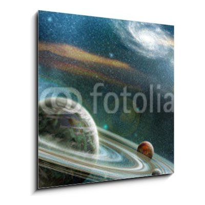 Obraz 1D - 50 x 50 cm - Planet with numerous prominent ring system Planeta s četným prominentním prstencovým systémem – Zboží Mobilmania
