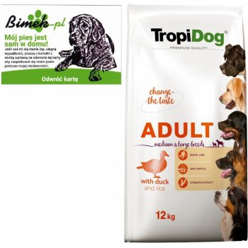 TROPIDOG Premium adult Medium & Large breed s kachnou a rýží 12 kg