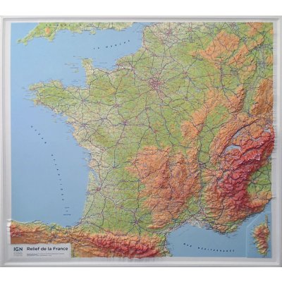 IGN Francie - plastická mapa 92 x 102 cm