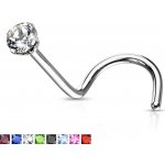 Šperky eshop zahnutý piercing do nosu z chirurgické oceli drobný barevný krystal v kotlíku W32.10 zelená – Zboží Dáma