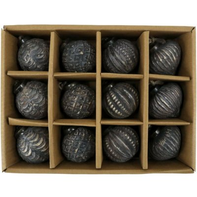 Chic Antique 12ks mocca antik skleněná vánoční ozdoba koule ChicAnt - Ø 5,5*6 cm - Chic Antique – Hledejceny.cz