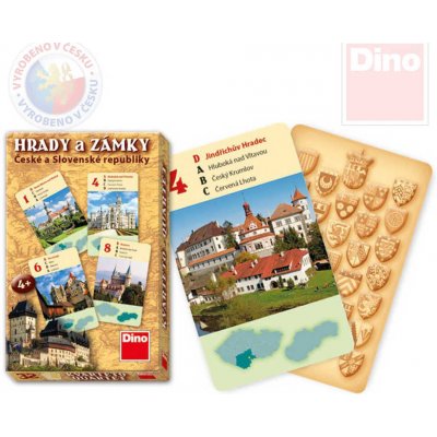 Dino Kvarteto Hrady a zámky společenská hra karty 32ks v papírové krabičce 7x11x1cm – Hledejceny.cz