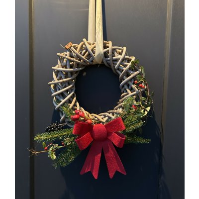 Vingo Ratanový věnec – šedý Rozměry (cm): průměr 50 – Zboží Mobilmania