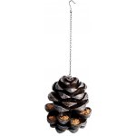 Esschert Design Závěsné krmítko pro ptáky, Borová šiška, polyresin a kov, hnědé – Zboží Dáma