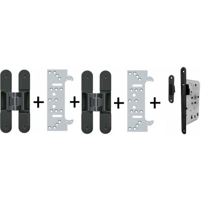 Tectus 240 3D černá - sada pantů + plechů 240 FZ pro obložkovou zárubeň a magnet. zámku, černá Obyčejný klíč – Sleviste.cz