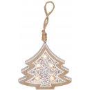 Solight LED vánoční stromek dřevěný dekor 6LED teplá bílá 2x AAA 1V45-T