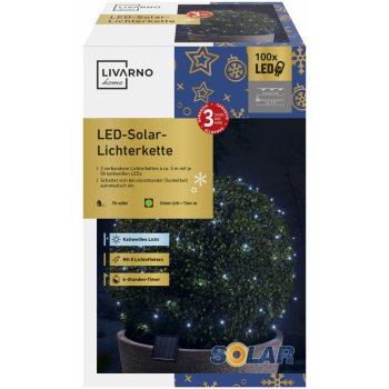 LIVARNO home Solární světelný LED řetěz 100 LED studená bílá