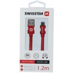 Swissten 71522206 USB 2.0, zástrčka A - zástrčka micro B, opletený, 1,2m, červený – Hledejceny.cz