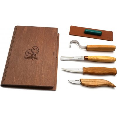 BeaverCraft řezbářská sada Spoon and Kuksa Carving Professional Set in Book Case pro leváky – Sleviste.cz