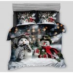 Aaram 3 dílné Vánoční povlečení Mr. and Mrs. Snowman 140x200 70x90 – Zboží Mobilmania