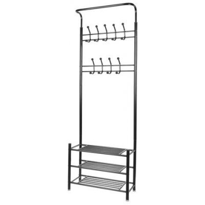 ISO TRADE Ruhhy 15744 Věšák na oblečení s třemi policemi na boty černý – Sleviste.cz