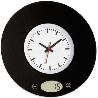 Kuchyňská digitální váha s analogovými hodinami, černá – Zboží Mobilmania