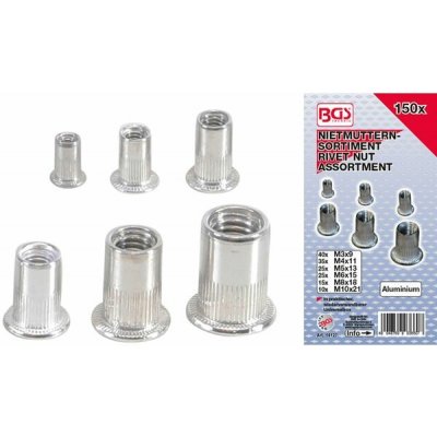 BGS technic Maticové nýty - nýtovací matice M3-M10, hliníkové, sada 150 ks - BGS 14127 – Sleviste.cz