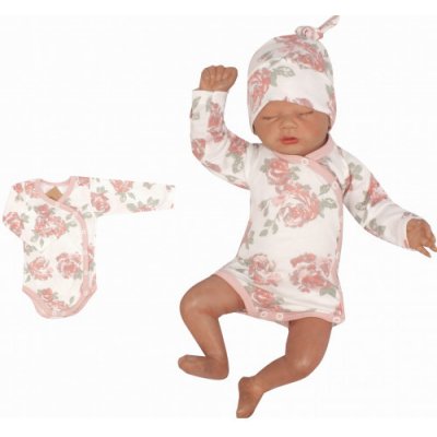 Luxusní kojenecké celorozepínací body s dlouhým rukávem kolekce pudrové květy ZYZIO Z&Z