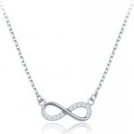 Minet Elegantní zlatý náhrdelník z bílého zlata nekonečno s bílými zirkony JMG0266WSN42 – Zboží Dáma