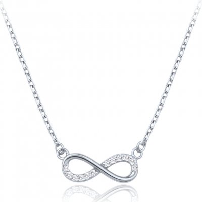 Minet Elegantní zlatý náhrdelník z bílého zlata nekonečno s bílými zirkony JMG0266WSN42 – Zboží Dáma