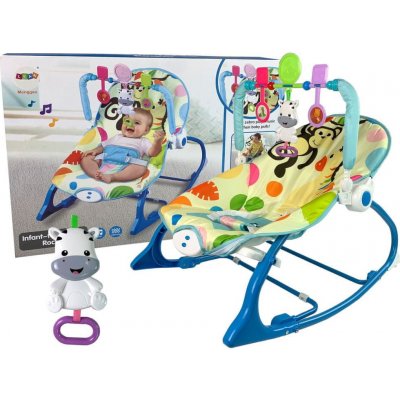 LEAN Toys Houpací křeslo 2v1 Blue Zebra Sounds Vibration – Sleviste.cz