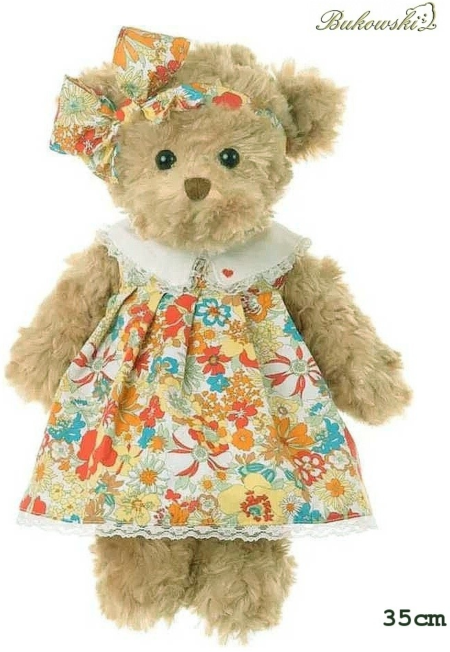 HELENA Sommerlay medvěd v květovaných šatech s mašlí Bukowski Design 35 cm