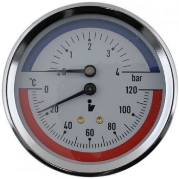 Steno Termomanometr 0-6bar, 0-120°C,1/2" zadní vývod 1456