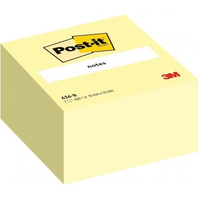 Bloček samolepicí 3M Post-it 636B, 76x76 mm, kostka, žlutý, 450 lístků – Hledejceny.cz