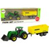 Auta, bagry, technika LEANToys Import Malý zelený traktor se žlutým přívěsem