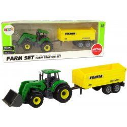 LEANToys Import Malý zelený traktor se žlutým přívěsem