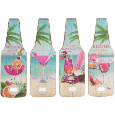 Set 4ks nástěnných otvíráků Coctail - 10*30*1 cm - J-Line by Jolipa – Hledejceny.cz
