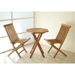 Divero 339 Luxusní balkonový set Gardenay z týkového dřeva 1 stůl + 2 skládací židle – Zboží Dáma