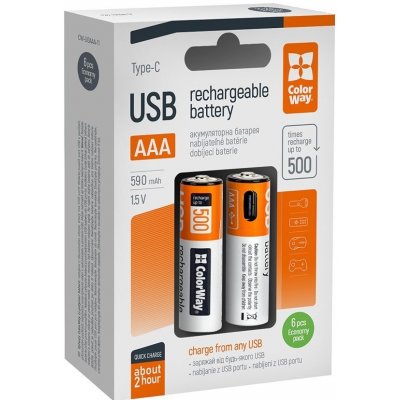ColorWay AAA 590mAh USB-C 6ks CW-UBAAA-11 – Zboží Živě