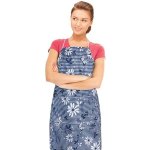 Brotex zástěra modrá kostička s květem – Zboží Dáma