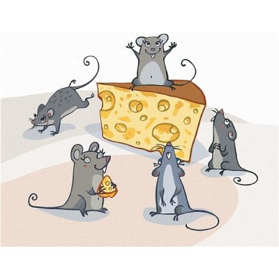 zuty Myšky a sýr 80 x 100 cm vypnuté plátno na rám – Zboží Mobilmania