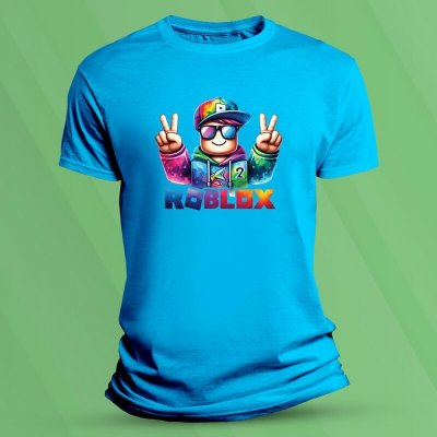 Sandratex Bavlněné dětské tričko Roblox hráč 2 Azurová – Zboží Dáma