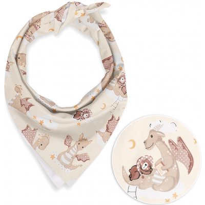 Biante dětský bavlněný šátek Sandra SA-467 Dráčci na žlutobéžovém – Zboží Dáma