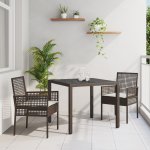 OMAXI 890832 Zahradní jídelní souprava 3 pcs Hnědá Poly ratan – Hledejceny.cz