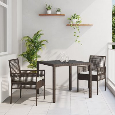 OMAXI 890832 Zahradní jídelní souprava 3 pcs Hnědá Poly ratan – Hledejceny.cz