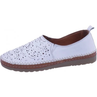 Effe Tre Shoes Effe Tre bílé dámské kožené letní mokasíny – Zboží Dáma