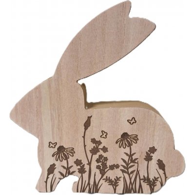 Dřevěný zajíc ležící květinový motiv, 15 cm – Hledejceny.cz