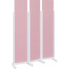 Paraván Atmosfere LINE 119 dřevěný 3-dílný paraván mobilní výška 1900 mm rám bílá výplň pastelově růžová