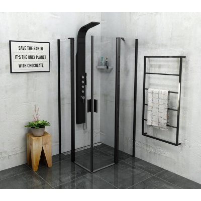 Polysan ZOOM LINE BLACK čtvercová sprchová zástěna 900x900mm, čiré sklo – Zboží Mobilmania