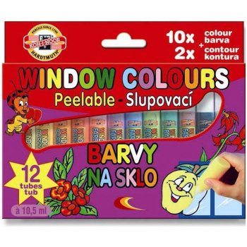 Koh-i-noor Barvy na sklo 9739 10 ks a 2 kontury 10 ml