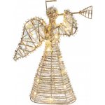 Zlatý kovový anděl s trubkou a LED osvětlením - 22*8*30 cm / 3*AA - Clayre & Eef – Hledejceny.cz