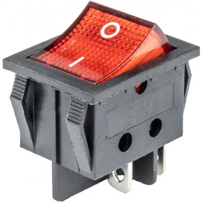 AMIO přepínač kolébkový čtvercový s červeným podsvětíním 12/230V - BU02 – Sleviste.cz