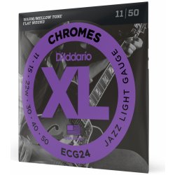 D'Addario ECG24 Chromes Flat Wound Jazz Light 11-50