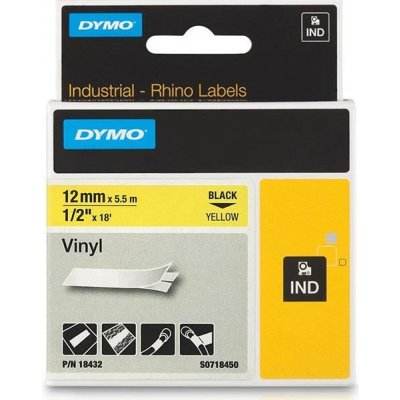 DYMO vinylová páska RHINO D1 12 mm x 5,5 m, černá na žluté, S0718450 – Zboží