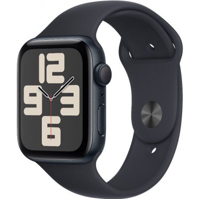 Apple Watch SE (2023) GPS 44mm temně inkoustové hliníkové pouzdro s temně inkoustovým sportovním řemínkem - S/M
