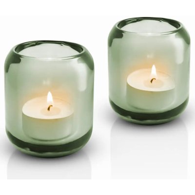 Eva Solo Skleněný svícen na čajovou svíčku Acorn Leaf Green - set 2 ks, zelená barva, sklo – Zboží Mobilmania